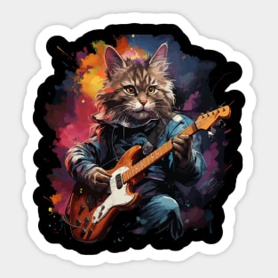 American Shorthair Playing Guitar Sticker